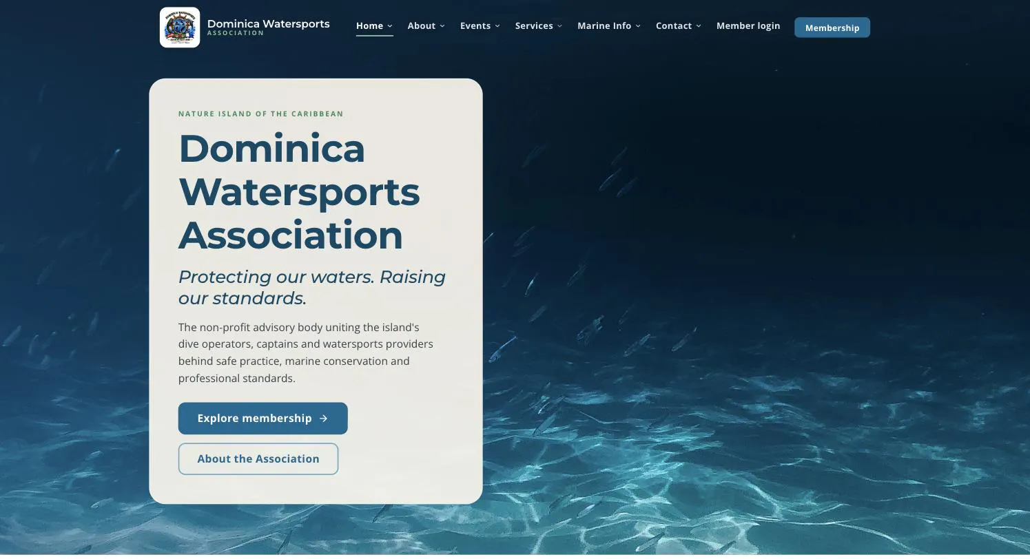 The Dominica Watersports Association homepage